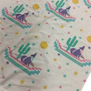 VTG 80s/90s Southwestern Coyote Howling at Moon Flannel Flat Sheet Twin Size
